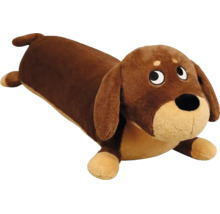 Pluchen hond in de vorm van een teckel van zacht materiaal, bruin