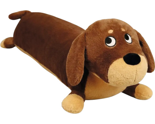 Pluchen hond in de vorm van een teckel van zacht materiaal, bruin