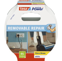 tesa extra Power Removable Repair tape, 10 meter bij 38 millimeter, wit, voor tijdelijke reparaties, 51 procent hernieuwbaar materiaal.