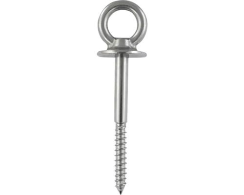 Oogschroef van metaal met houtdraad en gesloten oog.