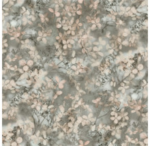 Behang met een bloemenpatroon van kleine bloemen en fijne takjes in botanische stijl.