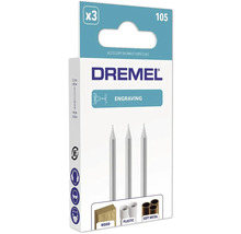 Dremel graveerfrees 105 set van 3 voor hout, kunststof en zacht metaal met een diameter van 0,8 millimeter.