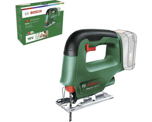 Bosch accu decoupeerzaag EasySaw 18 Volt 70 inclusief zaagblad en productverpakking.