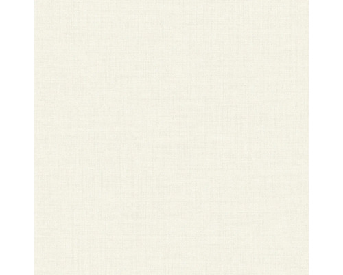 Behang met fijne linnenstructuur in crèmewit.