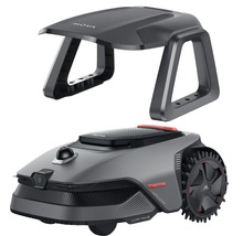 Mova robotmaaier met bijbehorende garage en LiDAR-navigatie voor gazononderhoud.