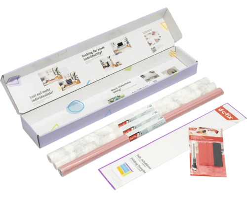 d-c-fix meubelset met zelfklevende folies in marmerlook en effen decor inclusief rakel, cuttermes en vouwsjabloon.