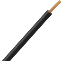 Enkeladerige flexibele kabel met zwarte isolatie en zichtbare koperen kern.