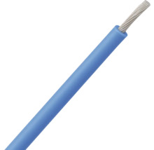 Blauwe installatiedraad met soepele koperen kern, geïsoleerd.