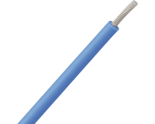 Blauwe installatiedraad met soepele koperen kern, geïsoleerd.