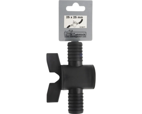 Ubbink slangverbinder 2-weg ventiel 25 bij 25 millimeter van kunststof.