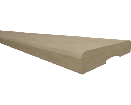 Houten profiel voor traptreden of vensterbanken met afgeronde rand en gefreesde onderkant.