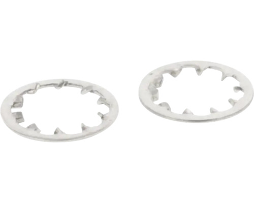 Twee kartelringen met binnentanding van metaal voor schroefverbindingen.