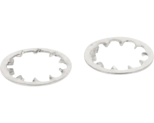 Twee waaierringen met inwendige vertanding van metaal.