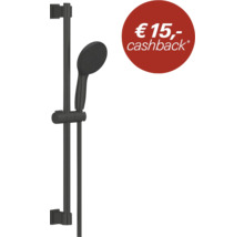 Doucheset bestaande uit handdouche, glijstang en doucheslang in zwart met 15 euro cashback.