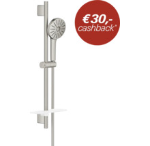 Doucheset met handdouche, glijstang en planchet in rvs-look met 30 euro cashback.