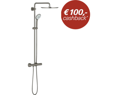 Douchesysteem met regendouche, handdouche en thermostaatkraan inclusief 100 euro cashback actie