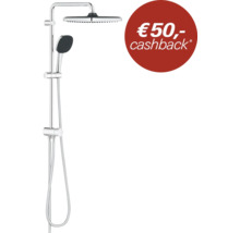 Douchesysteem met hoofddouche, handdouche, doucheslang en glijstang in chroom inclusief 50 euro cashback actie.