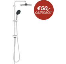 Douchesysteem met ronde hoofddouche, handdouche en 50 euro cashback.