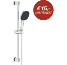 Doucheset met handdouche, glijstang, doucheslang en 15 euro cashback actie.