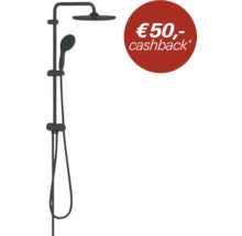 Zwart douchesysteem met regendouche en handdouche inclusief 50 Euro cashback.