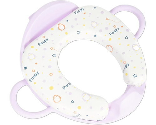 Gevoerde toiletverkleiner voor kinderen met handvaten en dierenmotieven.