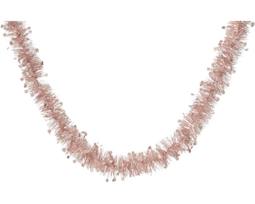 Rosé lametta kerstslinger met sterretjes voor kerstversiering.