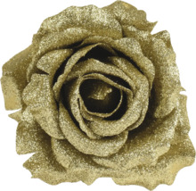 Kunstmatige rozenbloem met gouden glitters voor decoratie.
