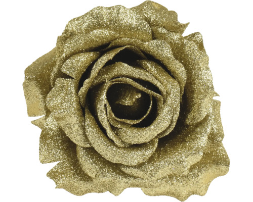 Kunstmatige rozenbloem met gouden glitters voor decoratie.