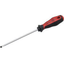 Pattfield sleufschroevendraaier met zwart-rode ergonomische handgreep en zilveren stalen kling.