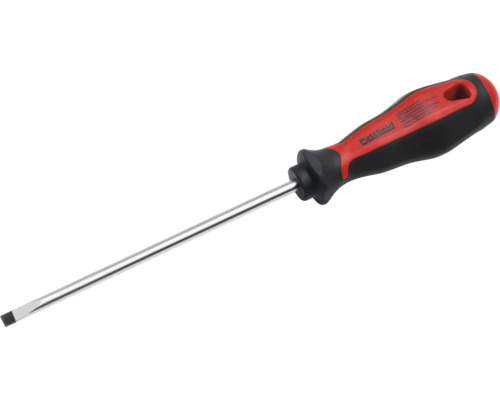 Pattfield sleufschroevendraaier met zwart-rode ergonomische handgreep en zilveren stalen kling.