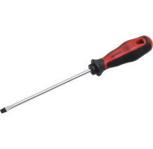 Pattfield sleufschroevendraaier met ergonomische handgreep in zwart en rood en lange stalen kling.
