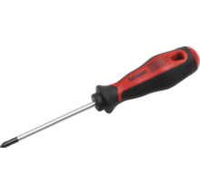 Pattfield kruiskopschroevendraaier met ergonomische rood-zwarte handgreep en stalen kling.