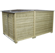 Houten containerberging met plat dak voor twee afvalcontainers
