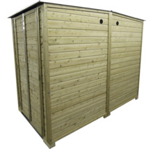 Houten afvalcontainerberging voor drie containers met dubbele deur en plat dak