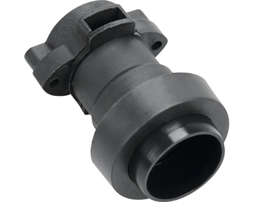 Zwarte adapter van kunststof voor gereedschap of machines.