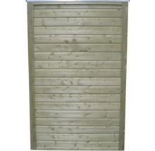 Houten schuttingpaneel met horizontale lamellen en een stevig frame.