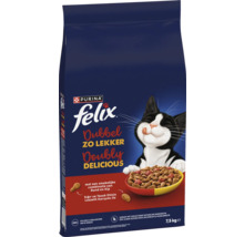 Purina Felix Dubbel Zo Lekker droog kattenvoer met rund en kip, 7,5 kilogram zak.