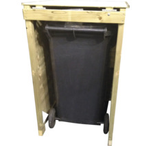 Houten afvalcontainerberging voor een afvalcontainer.