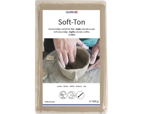 GLOREX Logo, Soft-Ton, zachte natuurlijke klei, luchtdrogend, 500 gram