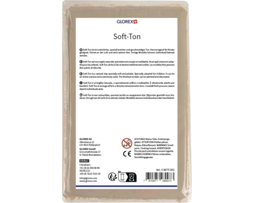 GLOREX Logo, Soft-Ton aan de lucht drogende boetseerklei voor kinderen, zacht en soepel, natuurlijke klei, CE-markering.