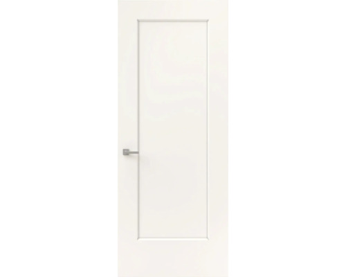 Witte binnendeur met een groot rechthoekig paneel en een moderne zilveren deurgreep.