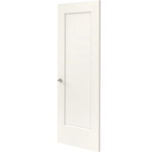 Witte binnendeur met een verdiept paneel en een moderne metalen deurklink.