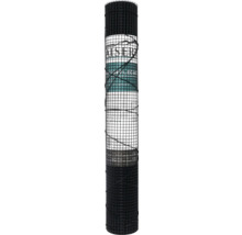 Volièregaas zwart, puntgelast, maaswijdte 6,3 bij 6,3 millimeter, lengte 3 meter.