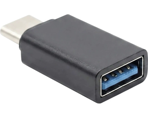 USB-C naar USB-A adapter van kunststof in de kleur zwart
