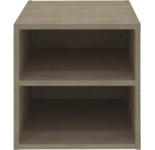 Rechthoekige stellingmodule in houtlook met twee vakken.