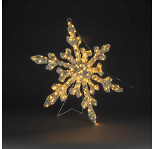 LED-sneeuwvlok met warmwitte lichtjes, zilverkleurig vlechtwerk, kerstdecoratie om op te hangen of neer te zetten.