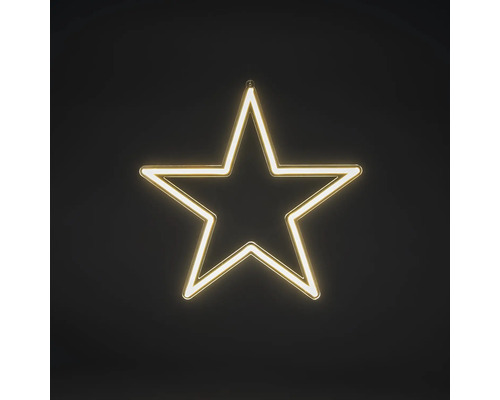 Lichtgevende LED-ster in neonlook met warmwit licht voor wandmontage of om op te hangen.