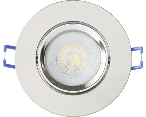 Ronde LED-inbouwspot van metaal met bevestigingsveren.