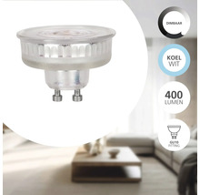 Dimbare LED-lamp GU10, koel wit, 400 lumen.