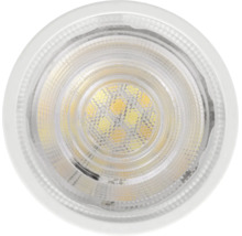 LED-reflectorlamp met gefacetteerde lens en zichtbare ledchips van bovenaf gezien.